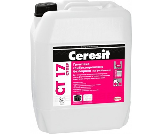  СТ-17 супер CERESIT, ґрунтовка глибокопроникна, безбарвна, 10л 